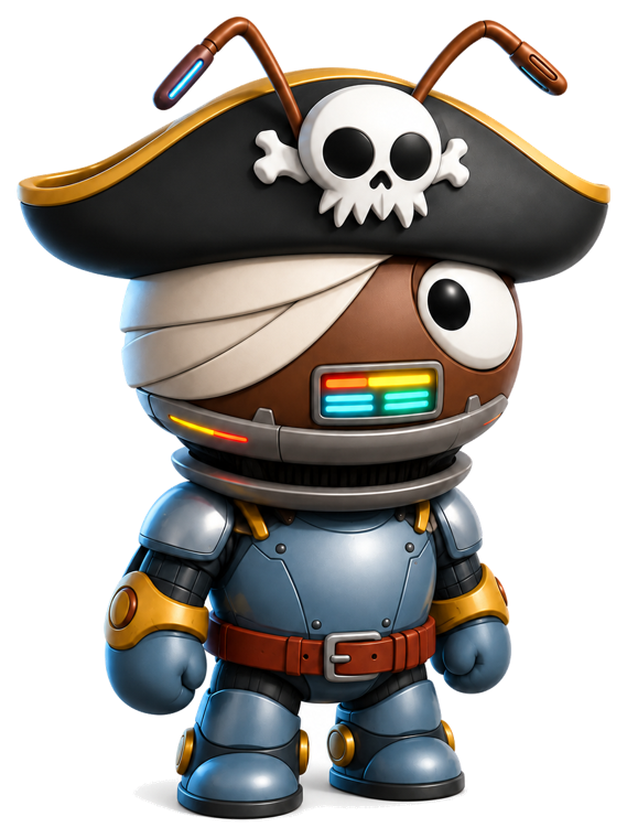Pirate Buddy, a tiny robot pirate BuddyWorld companion